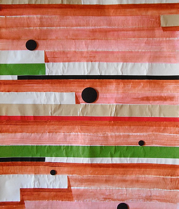 shelf project-01. 2011. mixed media on paper (acrylic painting, felt, plastic tape). 65.5 x 30 inches