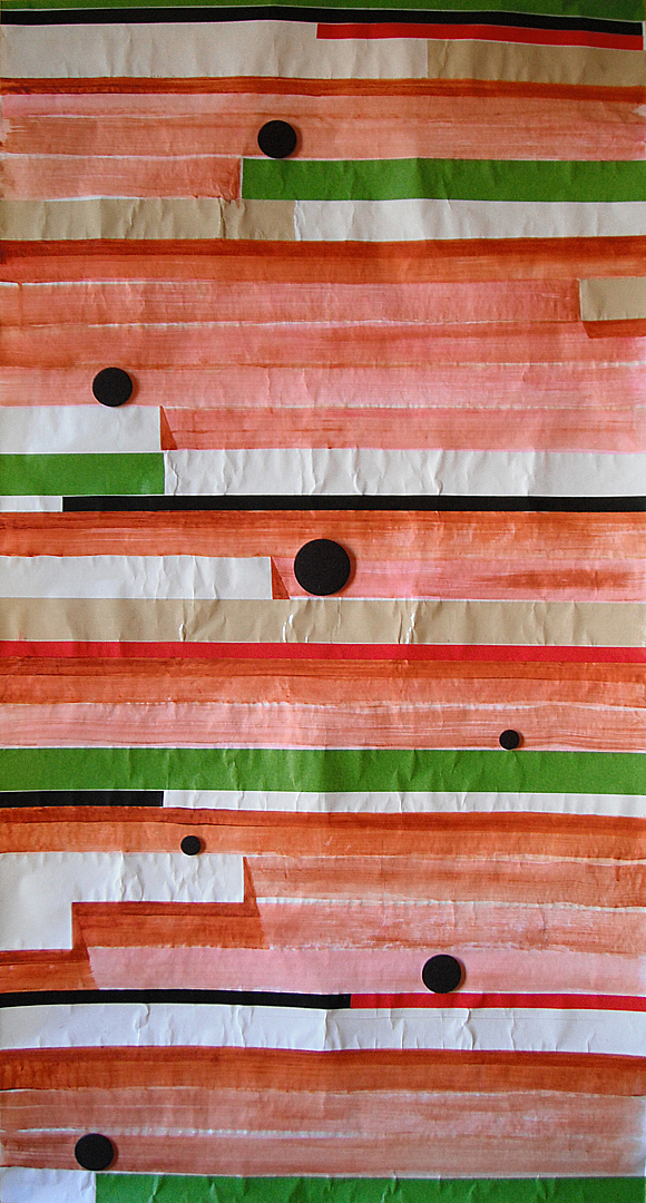 shelf project-01. 2011. mixed media on paper (acrylic painting, felt, plastic tape). 65.5 x 30 inches