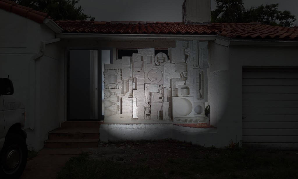 Modernity in Ruins. 2015. styrofoam sculpture covered in plaster (sliding doors). 3x8 ft ea (aprox)